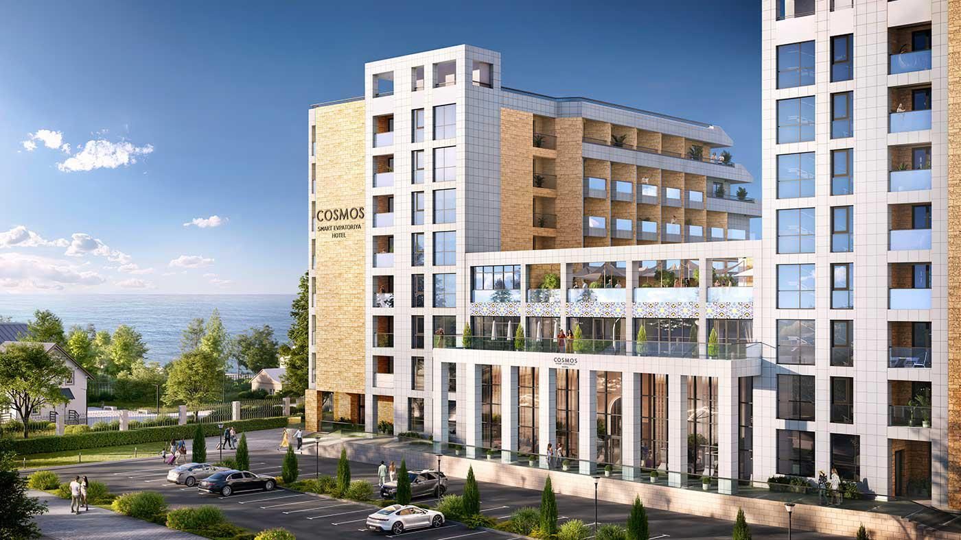 Визуализация входной группы Cosmos Smart Evpatoriya